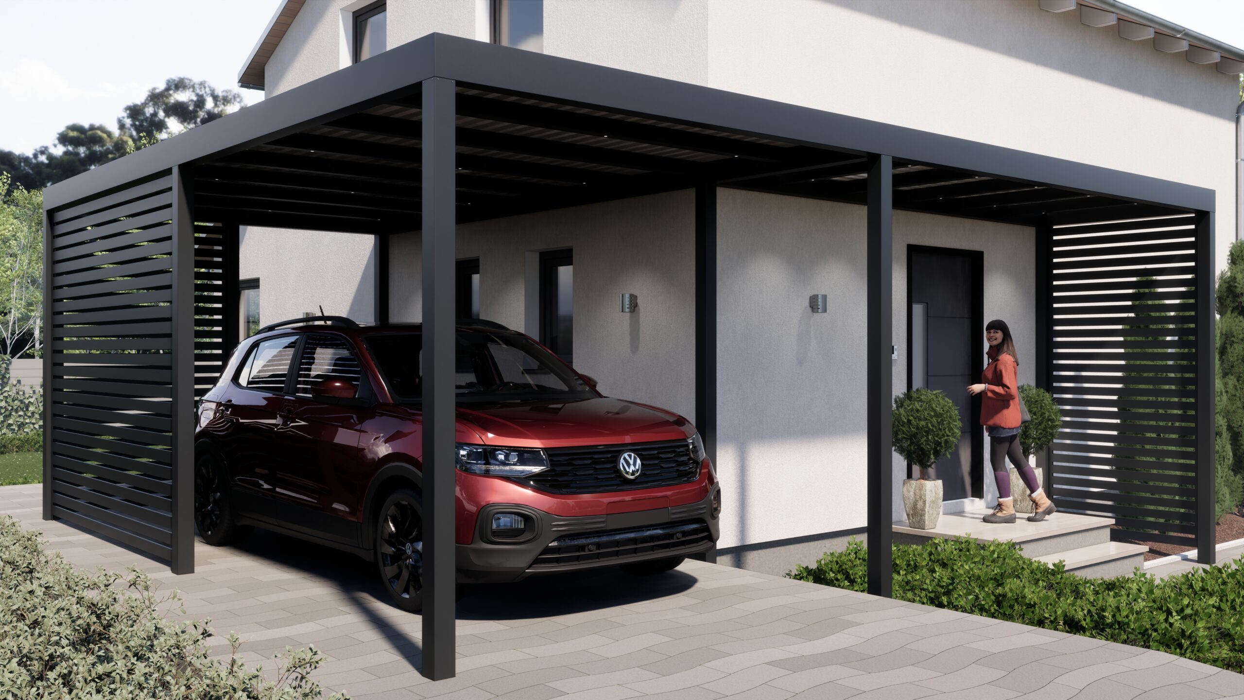 KD Carport Cube mit Eingangsüberdachung