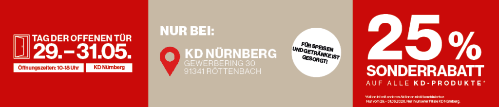 Tag der offenen Tür bei KD Nürnberg mit 25 % Sonderrabatt auf alle KD-Produkte