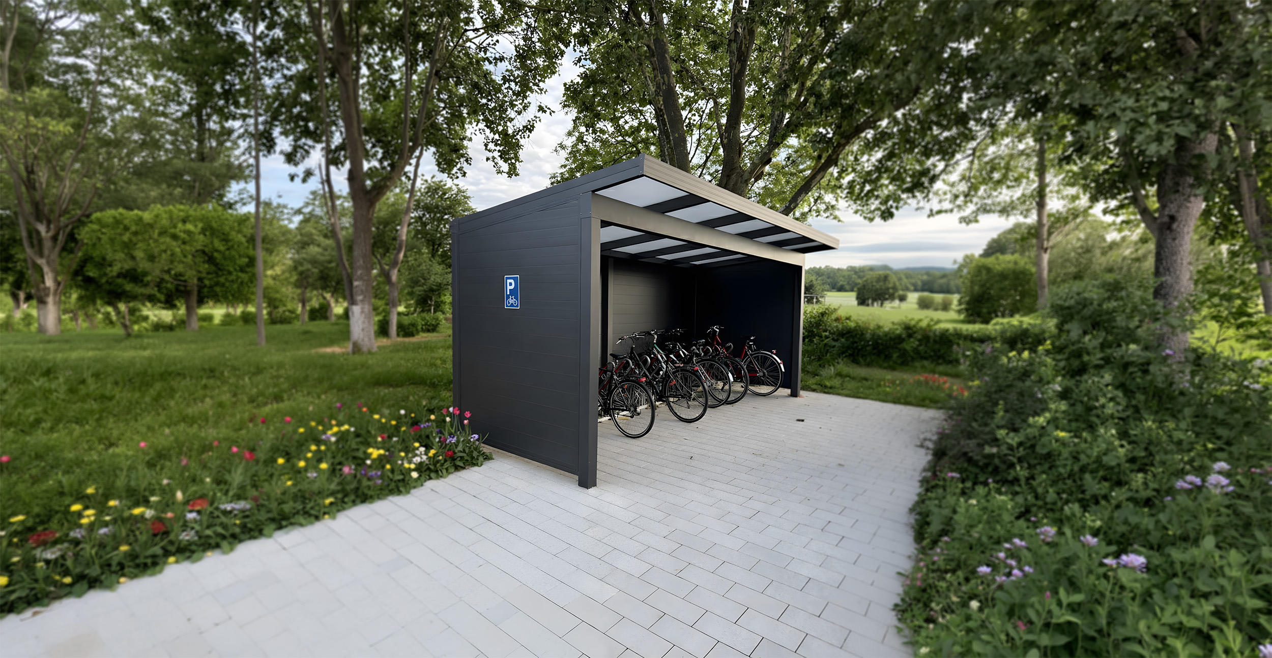 Fahrradüberdachung aus Aluminium - Überdachungslösungen für FIrmen, Kommunen, Vereine, Architekten und Bauträger