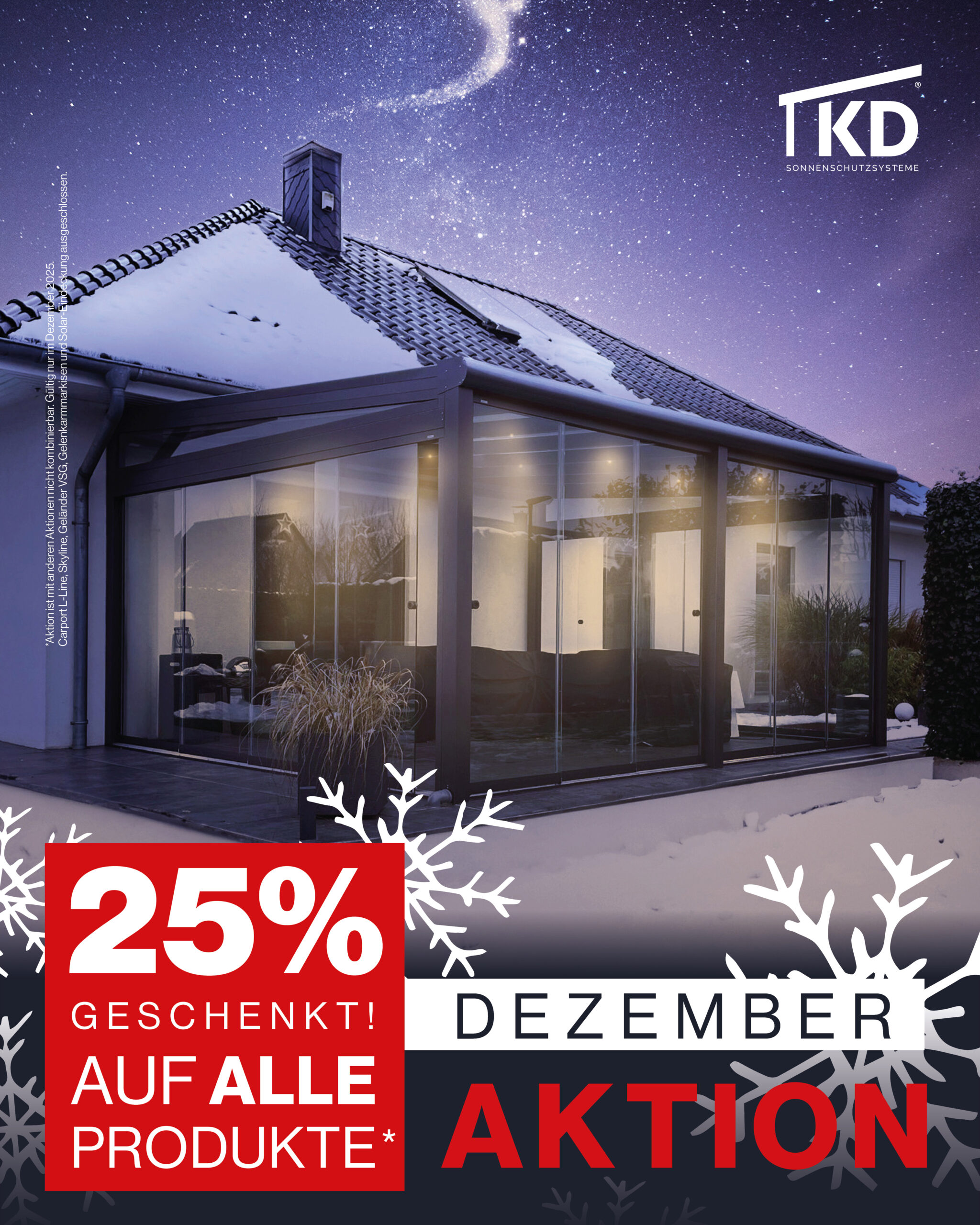 Jetzt 25 % Dezember-Rabatt auf alle KD Überdachungen, Carports & mehr. Gültig nur im Dezember 2025. Jetzt informieren & sparen!