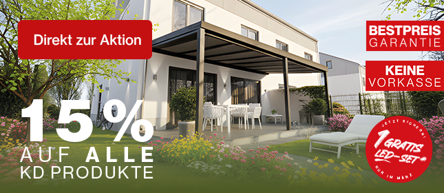 15 % Rabatt auf alle KD Produkte im März 2026 – plus LED-Set gratis und KD Sky mit 50 % Rabatt. Jetzt Aktion sichern!