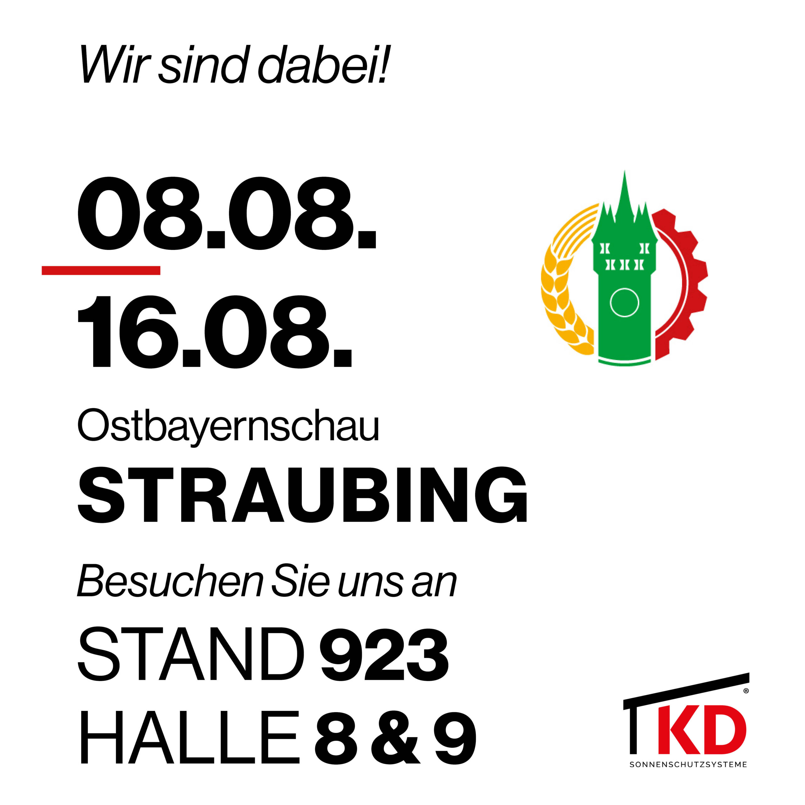 Besuchen Sie KD Überdachung auf der Ostbayernschau 2026 am Stand 923. Entdecken Sie Terrassenüberdachungen, Carports und exklusive Messeangebote.