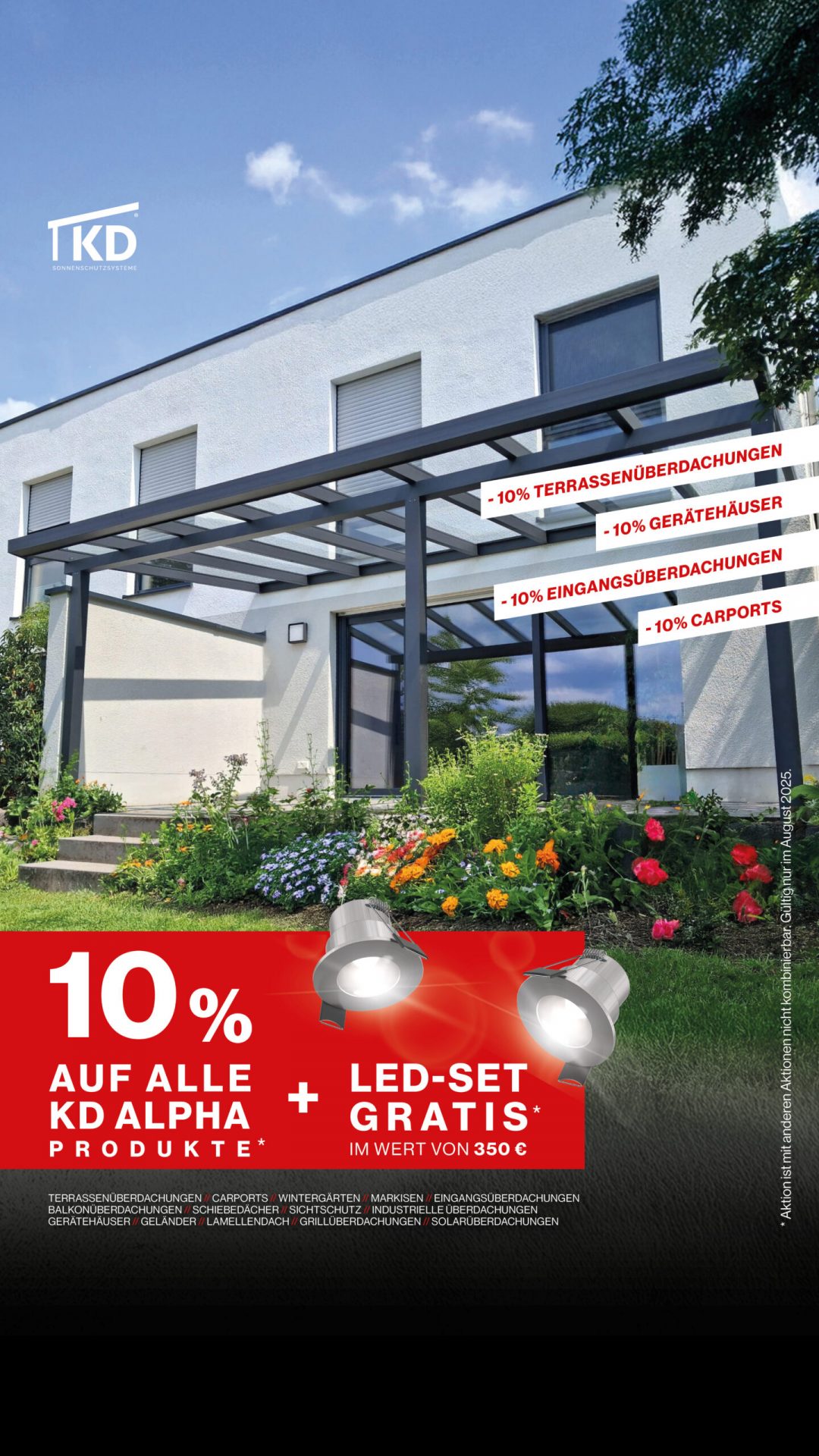 250611_KDU_10_August_Aktion_1080x1920px Jetzt im August profitieren: 10 % Rabatt auf die gesamte KD Alpha Produktreihe + 1 LED-Set gratis sichern! Nur für kurze Zeit. Jetzt informieren und sparen!