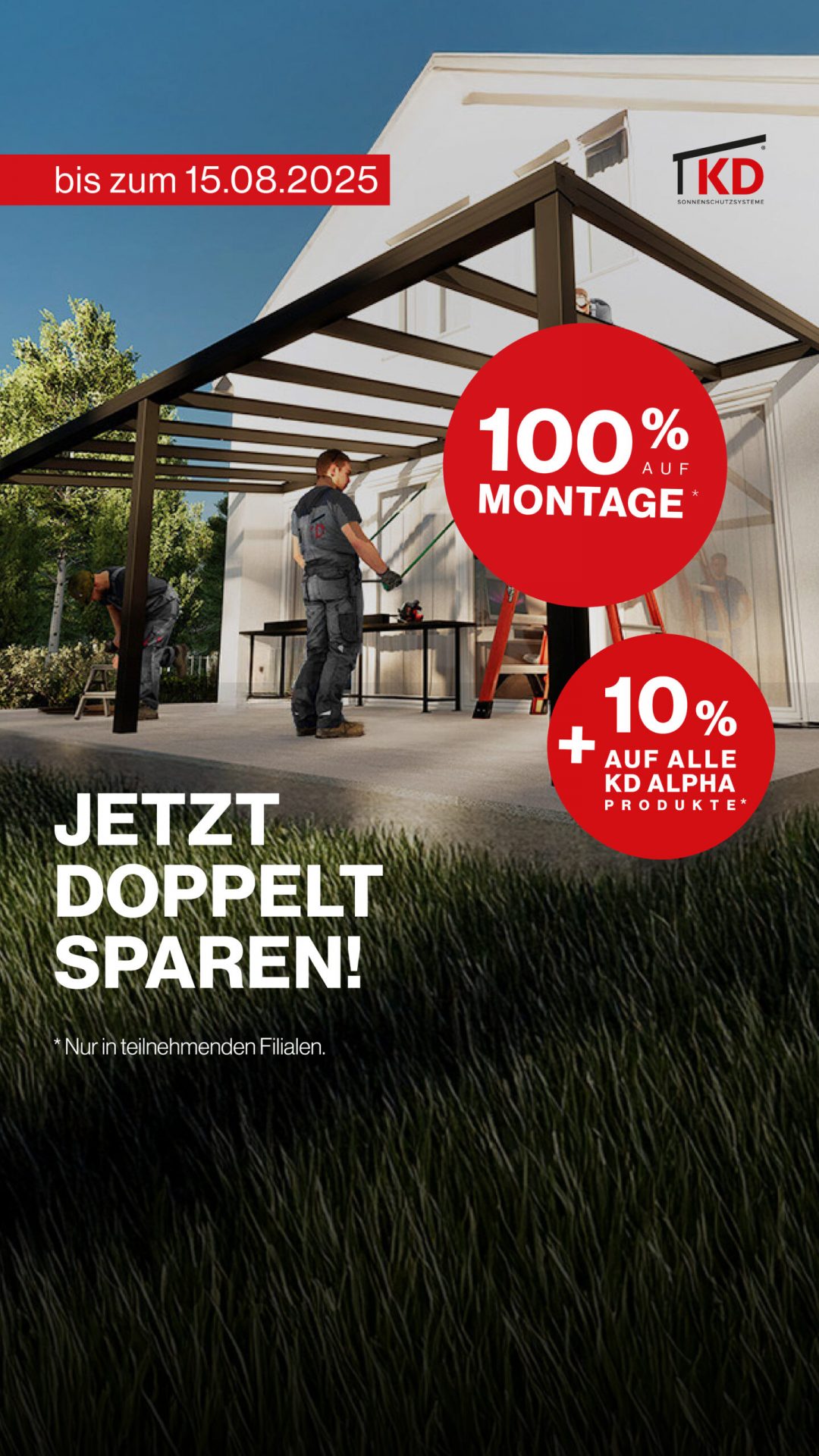 Sonderaktion bei KD Überdachung - 100% auf die Montagekosten